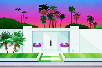 Palm Springs House #2 art california california homes desert life design digital art drawing illustration mid century home mid century modern midcentury modern house palm canyon drive palm desert palm springs palm trees print sunset vector vectorart