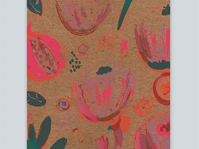 Pink Flowers cardboard cardboard illustration painting pattern pattern art patterndesign patterndesigner patterns