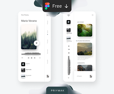 Free Figma UI kit FLOWER app clean design figma free free ui kit minimalism mobile music app priymak ui ux