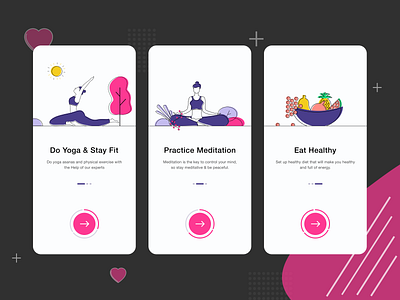 DailyUI #023 - Onboarding daily ui 023 dailyui dailyuichallenge dark app design healthcare illustration onboarding onboarding ui ui yoga app