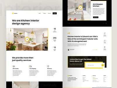 Interior landing black clean decoration design drack interior kitchen landing ui ux web website zihad