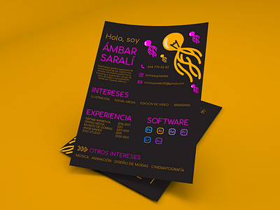 AMBAR SARALI CURRICULUM VITAE branding design design art flat illlustrator illustrator logo neon neon colors vector