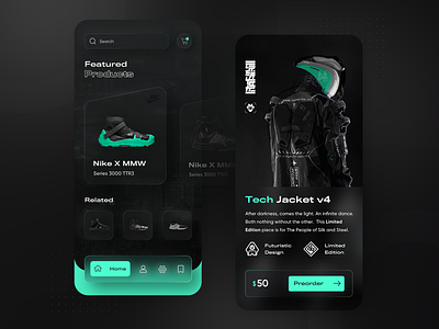 Damascus Apparel 2021 - redesign concept clothing designtrends glassmorphic glassmorphism neumorphism techwear ui ux