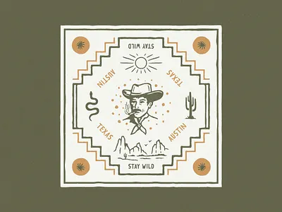 Stay Wild Made in TX adventure agency logo apparel art direction badgedesign bandana branding clothing cowboy creativedesigner design design art designs drawingart graphic design hand drawn illustration logo texture