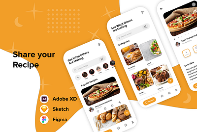 Sharing Recipe Mobile App UI Design adobe xd app app design art creative design designer graphic design illustration inspiration mobile app mobile design mobile ui mobile uiux ui uidesign uiux uiuxdesign uiuxdesigner uxdesign