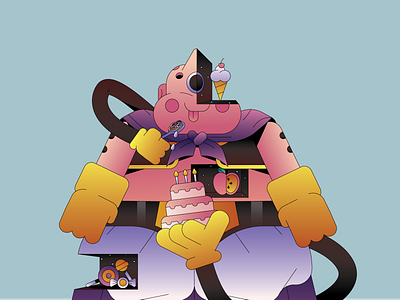 Buu abstract badge branding character flat gradient illustration illustrator minimal simple