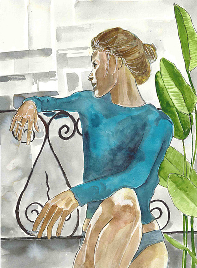 A traves de la ventana cover design coverbook illustration watercolor