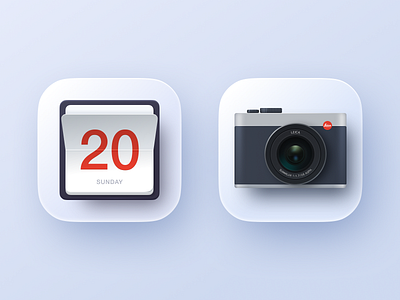 ICON PRACTICE - 4 calendar camera icon illustration logo skeuomorph ui