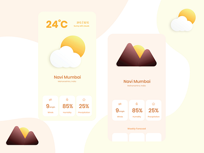 Weather App UI Design app art clean dailyui design flat graphic design illustration illustrator minimal ui ux vector weather