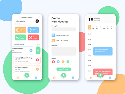 Meeting Tracker App Design colorful figma meeting meeting app meeting tracker mobile mobile app mobile ui mobile uiux ui ui design