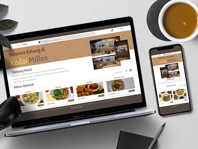 Web and Mobile Design Kedai Millen app design graphic design minimal mockup ui ux vector web website
