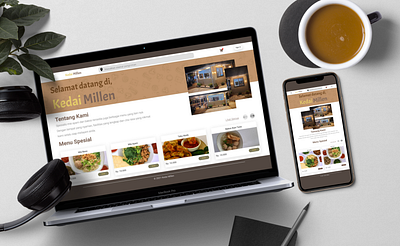 Web and Mobile Design Kedai Millen app design graphic design minimal mockup ui ux vector web website