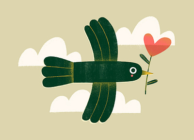 Love Bird bird digital art digitalart heart illustrated illustration love procreate valentines day