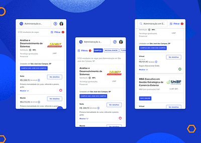 Quero Bolsa's filter study website filter marketplace ui ux website