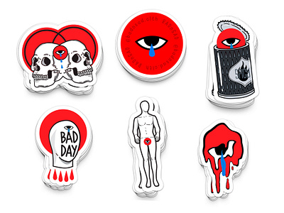 Sticker designs for BADnSAD brand adobe adobe illustrator adobe photoshop brand design brand designer brand identity brand illustration branding branding design eye design grunge illustration lithuania procreate skull design skull illustration sticker sticker design sticker illustration stickers