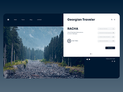 Tourism agency page dark colors design minimal nature tourism website travel travel agency ux web woods