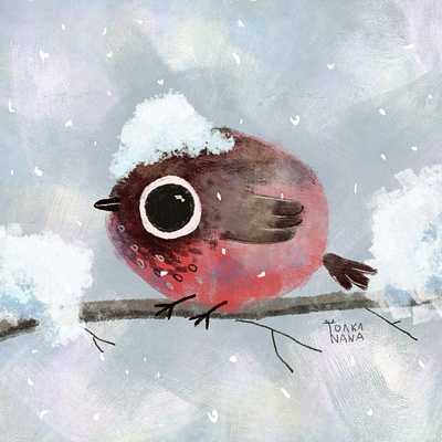 Bullfinch animals book bookish character digital fairy tale illustration зима природа птица птицы