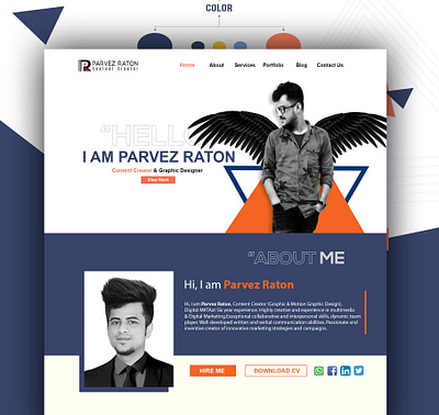 Parvez Raton Personal Portfolio landing page app app designing blog design branding graphic designer graphicdesign illustration landing design landingpage parvezraton personal branding personal project personalwebsitelandingpage ui ux web website website concept website design