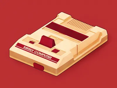Family Computer (FAMICOM) classic console design famicom family computer games gaming illustration nintendo retro vector