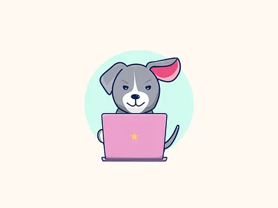 Dog Working animation app design design art illustration illustrator minimal ui web website