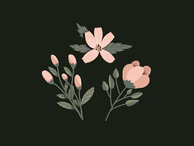 Floral Love design flat floral flower illustration line procreate shape vector