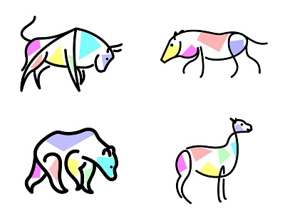 Vector illustrations animal animals bear beast boar bull color colorful colour filling icon logo logos mammal outline shape shapes stroke strokes style