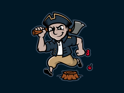 George Washington Mascot american history axe cartoon cartoon illustration character characterdesign cherry george washington history illustration lumberjack mascot mascot character mascot design military myth mythology patriot president stump