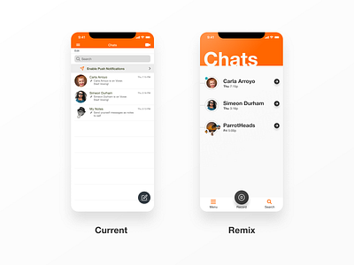 Voxer Remix app app design contact list contacts helvetica helvetica neue list message messaging messaging app mobile mobile app mobile app design mobile ui orange redesign redesign concept swiss style ui ui design