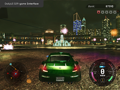 029 Car Interface (redesign nfs u2) dailyui design figma game interface map nfs speed ui ux vector