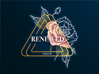 Renewed - 2 Corinthians 4:16 2 corinthians 4:16 art bible bible verse blue design god green illustration pink rose sketch sticker trinity web