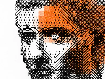 WIP bitmap halftone illustration illustrator ink portrait