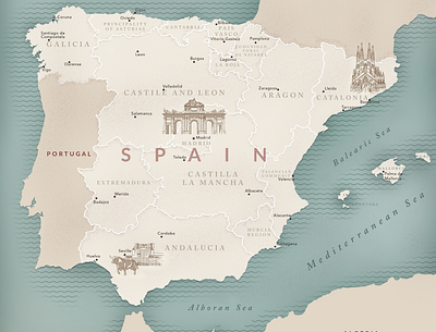 Spain Map building illustration linear map spain vector