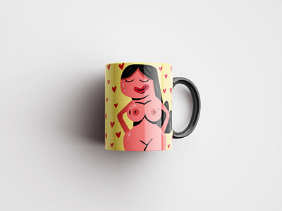 Sexy girl mug cartoon character decor drawing funny gift girl illustration love mug valentine