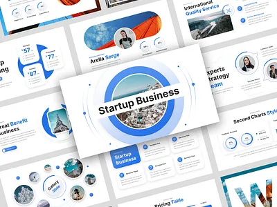 Startup - Creative Business Presentation Template advertisement annual report benchmarking branding business plan company profile concept corporate data design education learning map marketing pitch deck proposal statistics table target market technology