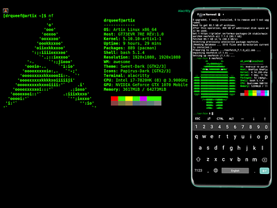 Double Neofetch alacritty arch linux artix awesomewm bash concept linux lua neofetch pacman yay