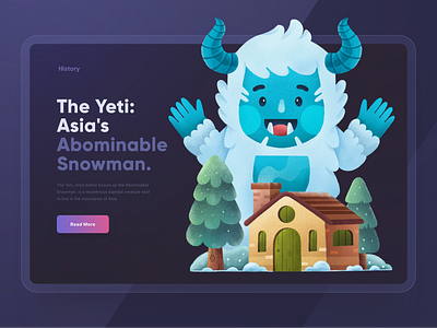 Header Illustration - History of the Ancient Legends black character character illustration clean cute design gradient header header illustration history illustration procreate snow texture ui userinterface vector web design website concept yeti