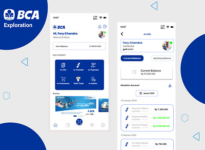 UI Mbanking BCA adobe xd app bca figma uiux