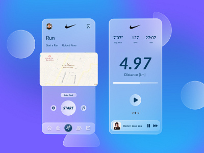 Nike Run Club - Glassmorphism Style design glassmorphism indonesia jogja modern nike running run startup ui uidesign uiux uxd yogyakarta