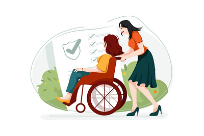 Disability insurance Illustration accident healthcare house illustration life insurance policy protect protection residence safe safety security service shield