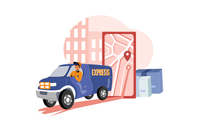 Delivery Package Illustration concept box delivery navigation package packaging parcel post route service shipment shipping tracking transport vehicle