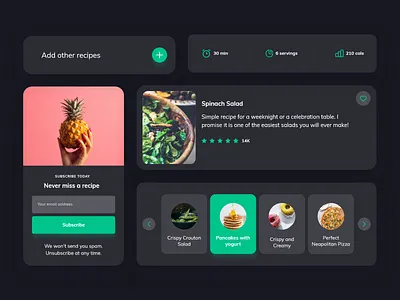 Food app card (Dark mode ) application cooking dark mode dark theme dark ui design food food app food delivery ui ux