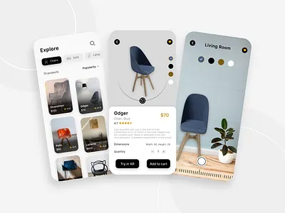 Furniture App 3d app app design chair design furniture app furniture design furniture store mobile app ui ui ux
