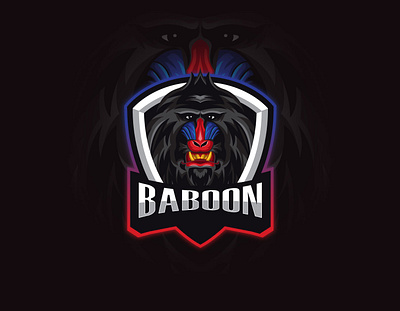 Mandrill Baboon adobe illustrator ape baboon branding coreldraw design esport esports esports logo illustration logo monkey primate vector