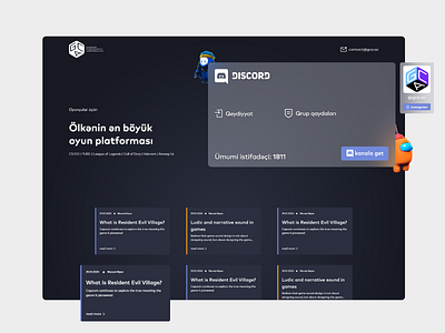 Gaming Community Azerbaijan amongus azerbaijan blog community creative dark design discord fall guys gaming gca kerim landing letif modern page ui uidesign website