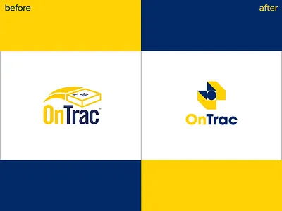 OnTrac - Rebrand abstract arrow brand identity branding clever corporate courier service delivery geometic logo minimal modern shapes sharp shipping box shipping company