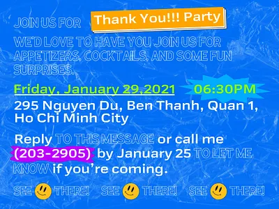 Thank You Party Invitation card design graphics invitation