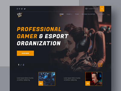 Rhino team - Hero Section dark mode design esports game hero section minimal simple design ui uidesign uiux ux web design website website design