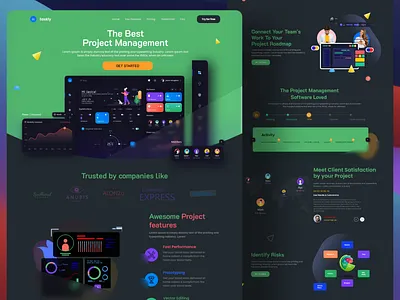 Project Management web agency animation clean ui dark dark landing page dark ui dark website graphic design home page interface landing page management landing page project management project management tool ui ux ui design web webdesign website website design