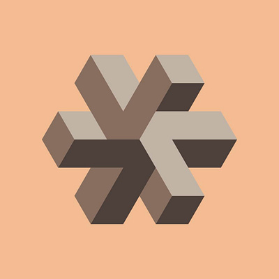 Impossible brown cross design flatdesign flatposter geometric art geometry illustration vector