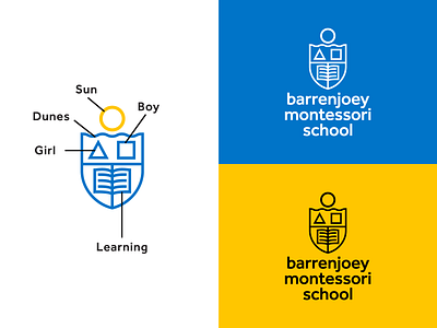 Barrenjoey Montessori School badge brand identity branding design flat geometric icon identity design logo logotype minimal minimalist modern simple simple design typography